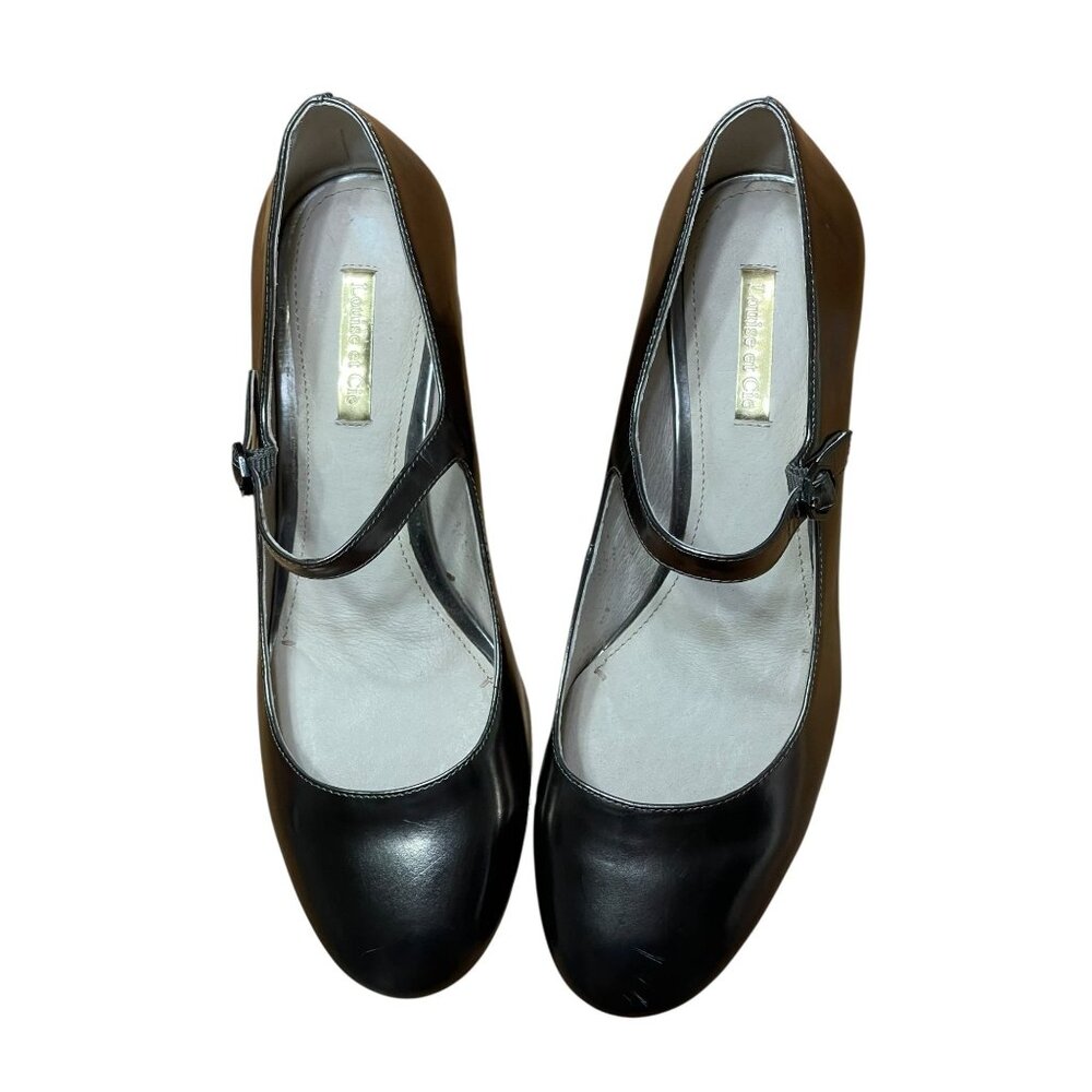 Metallic Silver Mary Jane Block Heel Pumps - Picture 8 of 12